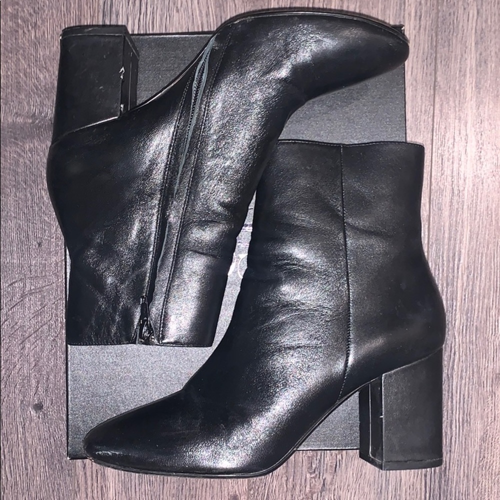 Black leather ankle boots